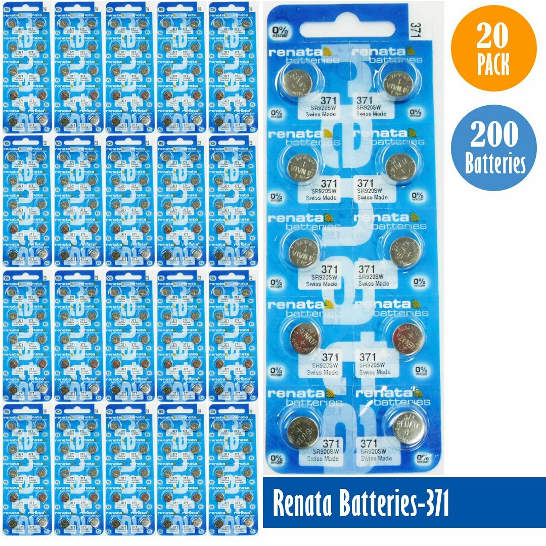 Renata 371 Watch Cell Batteries SR920SW, SWISS MADE, 0% MERCURY (Pack of 100)