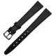 Black 14MM FLAT LEATHER STRAP BAND FOR WATCH silver Buckle