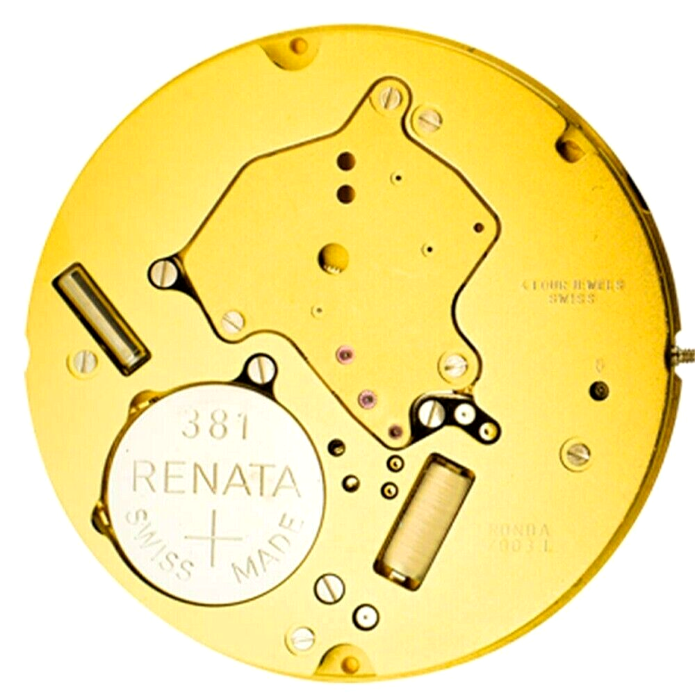 Ronda Quartz Watch Movement 7003L, 3Hand Big Date at 12 Retro at 6