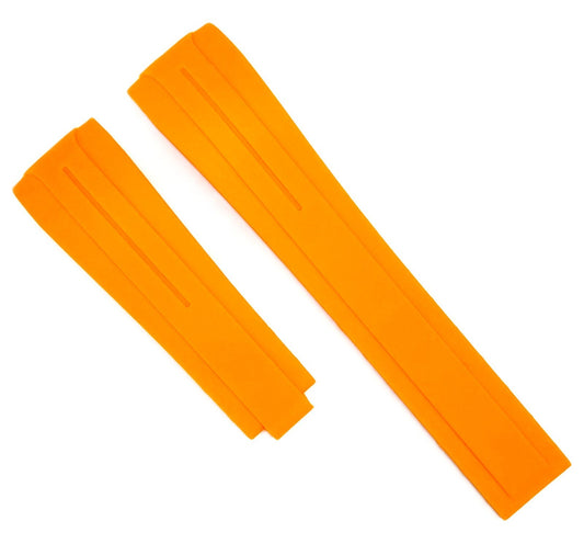 20mm Curved-End Vulcanized Rubber Orange Replacement Watch Band for ROLEX Watche