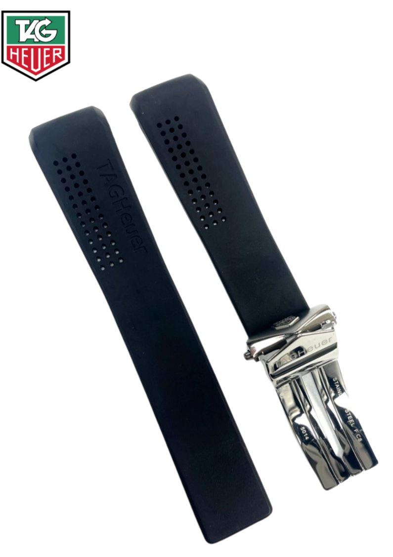 Load image into Gallery viewer, Tag Heuer Replacement Watch Band 22mm RUBBER STRAP WITH BUCKLE
