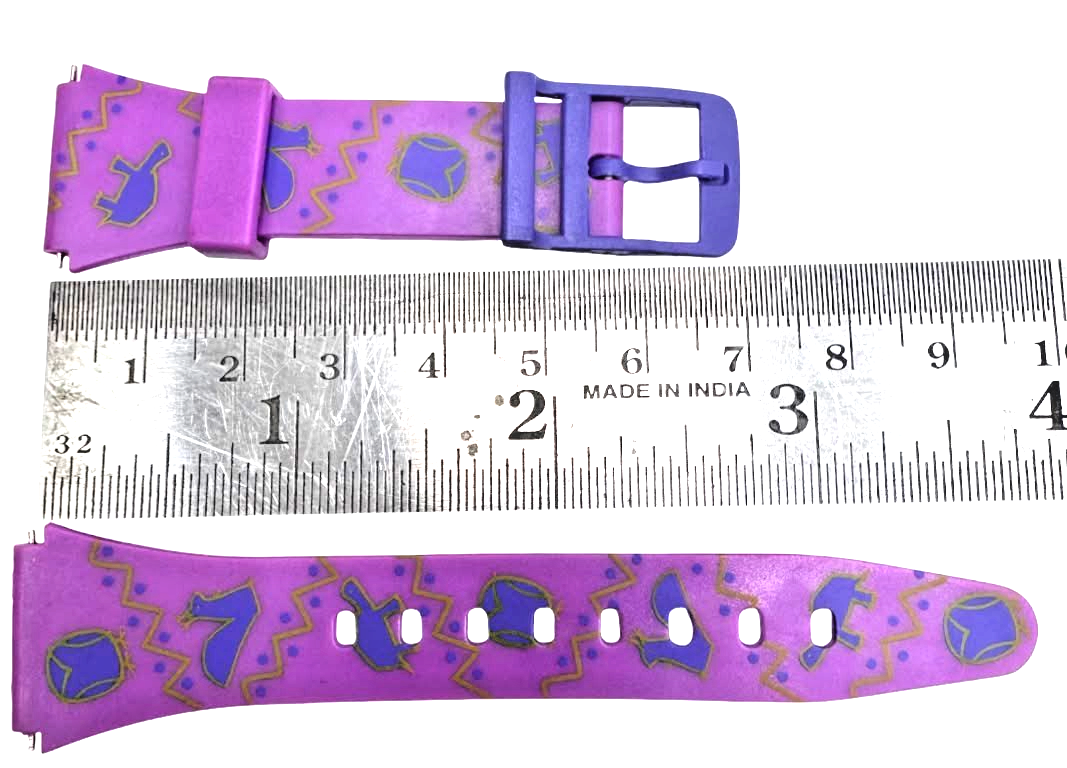 18MM PVC PLASTIC WATCH BAND PURPLE COLOR TURTLE DESIGN
