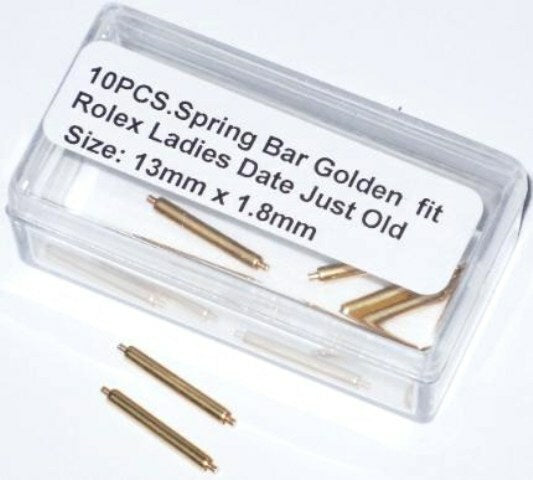 10Pcs. Spring Bars Gold ROLEX Date Just Old Length 13mm, Thick 1.8mm Rolex Part