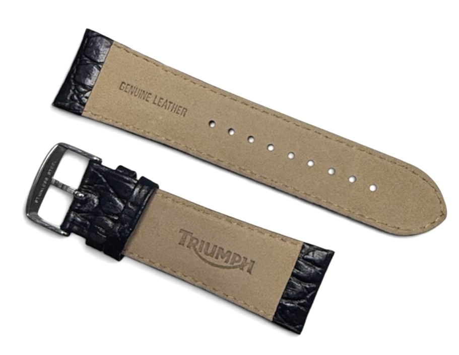 Triumph authentic genuine leather black color watch band strap 28mm