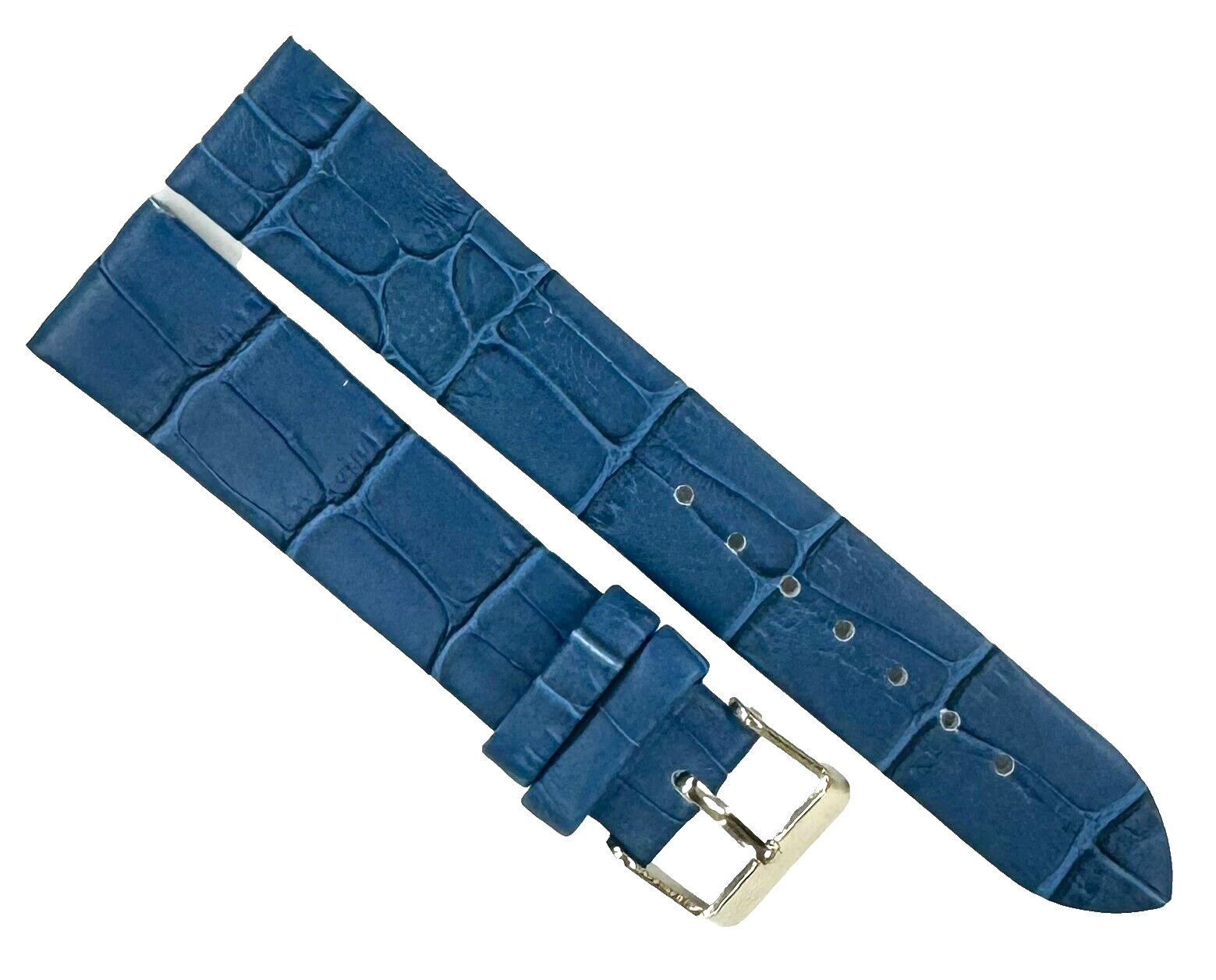 Watch Band Blue Genuine Leather Alligator Grain Regular, Flat 20x18MM