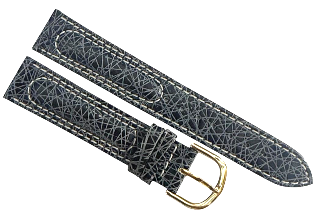 Designer Blue Color w/white stich Watch Band padded genuine Leather 18mm