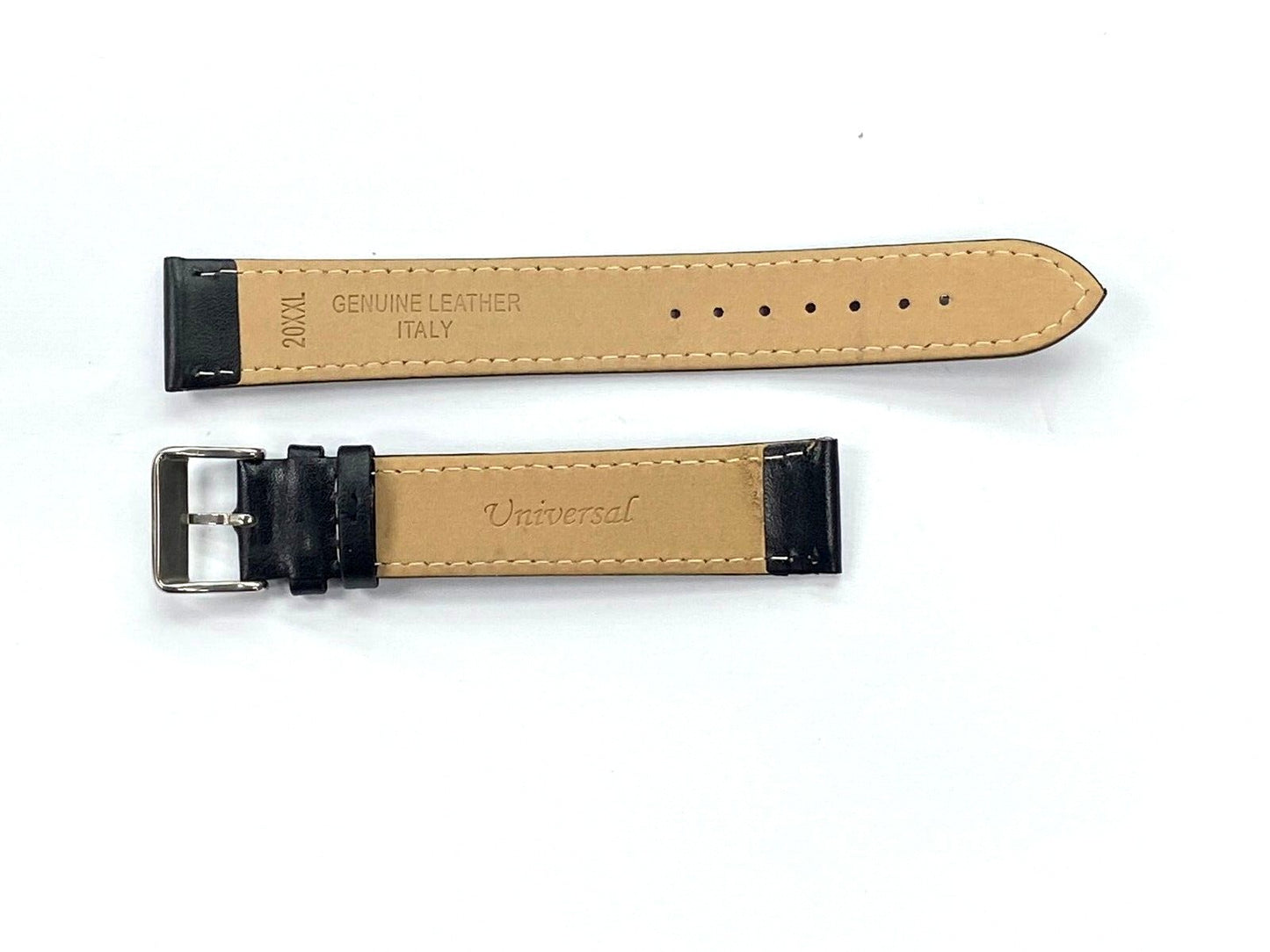 Watch Band Flat Genuine Leather Plain Brown 10,12,14,16,18,20,22 24mm XXL