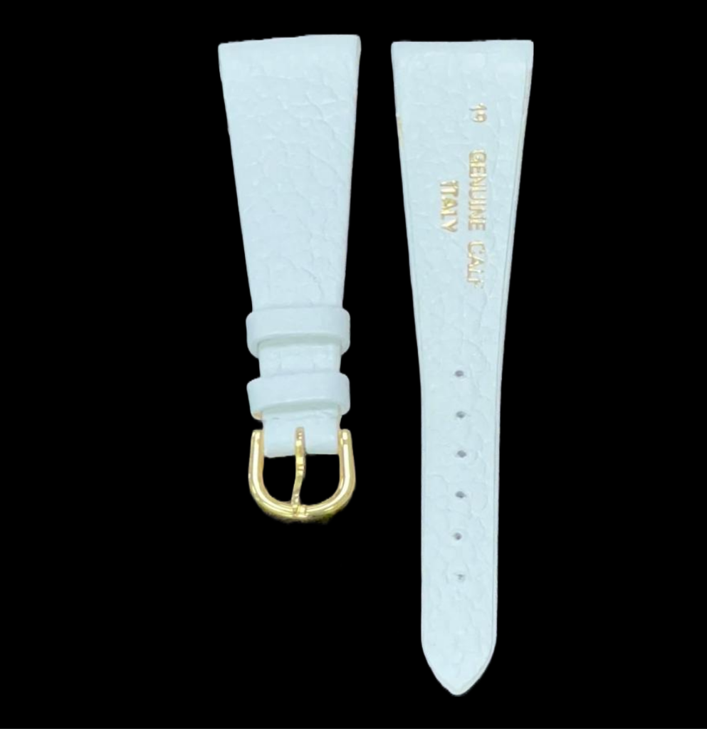Premium Quality Watch Band White Plain Grain Genuine Leather 19MM
