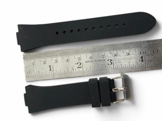 24mm Black Rubber Watch Band Premium Silicone Rubber Strap