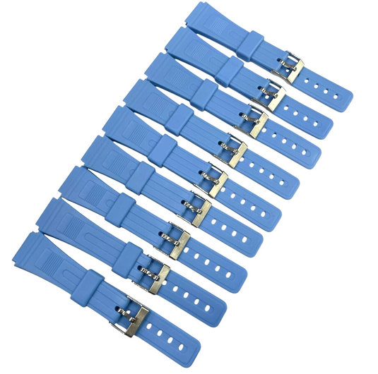 Lot Of 10,19MM PVC Plastic sky blue Watch Band Replacement for CASIO & Others