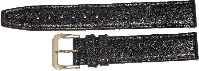 Watch Band Plain (Dark Brown) Genuine Leather  Flat Stitched 20mm (A1 Quality)