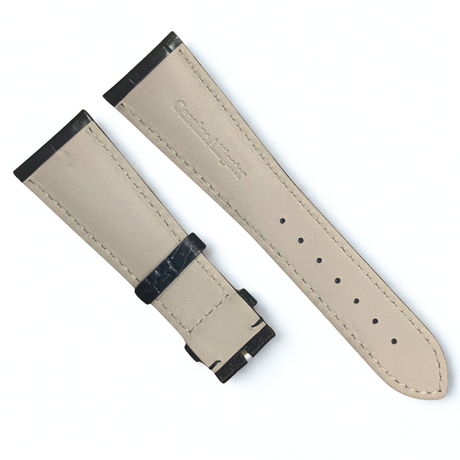Real Genuine Alligator Leather Black Watch Band - 19mm x 16mm