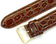 A1,Watch Band Genuine Leather Crocodile Grains Dark Brown 24mm Padded,Stitched