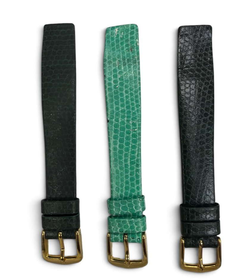 Watch Band Genuine Leather Lizard Grain Flat 14MM