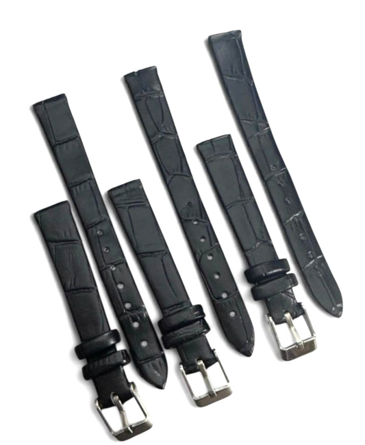 Black 12MMR ALLIGATOR LEATHER STRAP BAND FOR WATCH (set of3)
