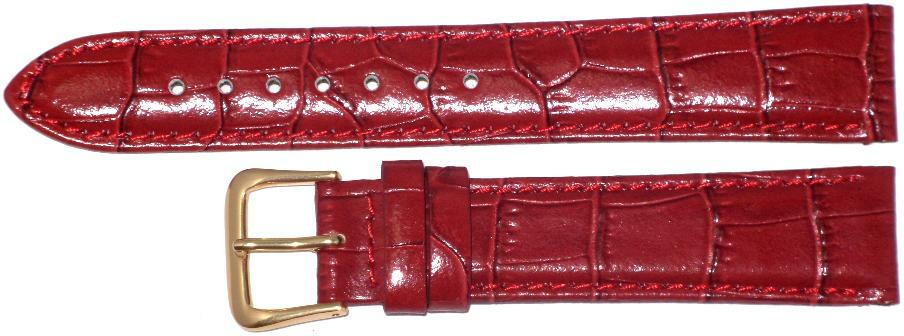 Watch Band Genuine Leather Red Alligator Grain,Padded,Stitched 18mm (A1 Quality)