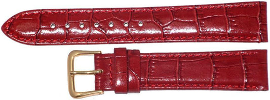 Watch Band Genuine Leather Red Alligator Grain,Padded,Stitched 18mm (A1 Quality)