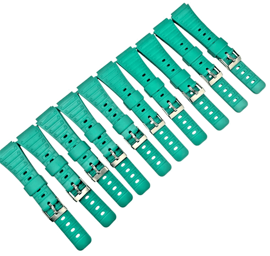 Lot Of 10, 20MM PVC Plastic green Watch Band Replacement for CASIO & Others - Universal Jewelers & Watch Tools Inc.