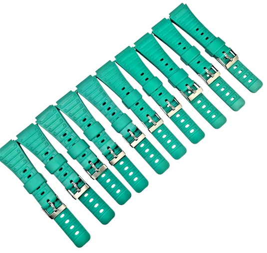 Lot Of 10, 20MM PVC Plastic green Watch Band Replacement for CASIO & Others