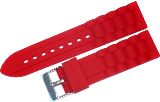24 MM Soft Silicone Red Sports Watch Band Replacement for Men and Women