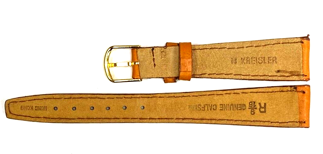 Watch Band TAN Color Genuine PIGSKIN Grain Flat, Stitched 14mm (A1 Quality)