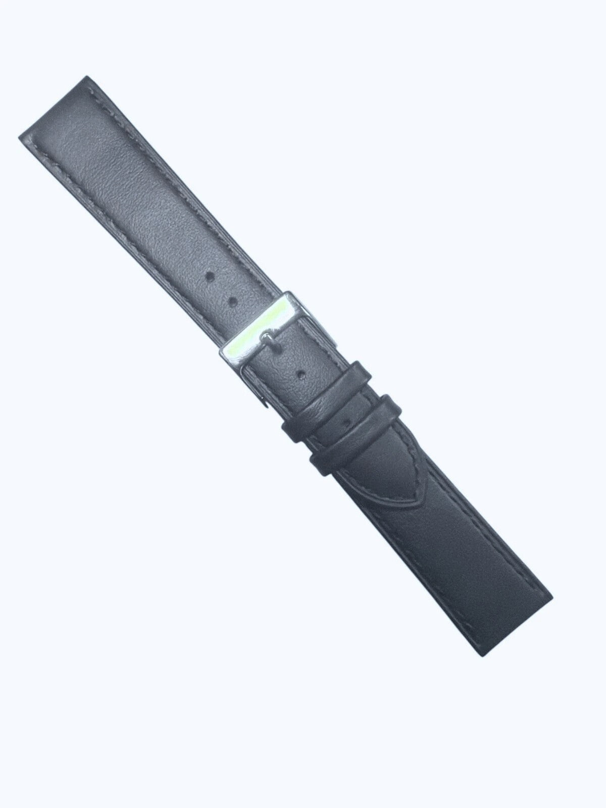 Genuine Leather Black Stitched Straight Watch Band Sizes: 14,16,18,20,22mm