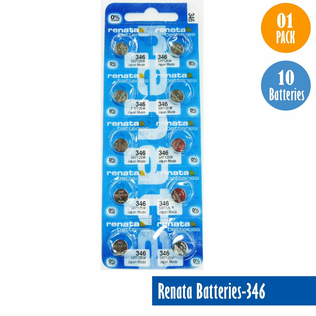 Renata 346 Watch Cell Batteries SR712SW, SWISS MADE, 0% MERCURY (Pack 10)