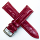 Genuine Leather Watch Band | Red Alligator Grain with Steel Buckle - 22mm width