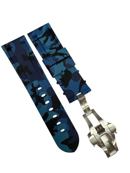 New Watch Band 24mm/22mm Rubber Strap Blue Camouflage Color for PANERAI OFFICIAL