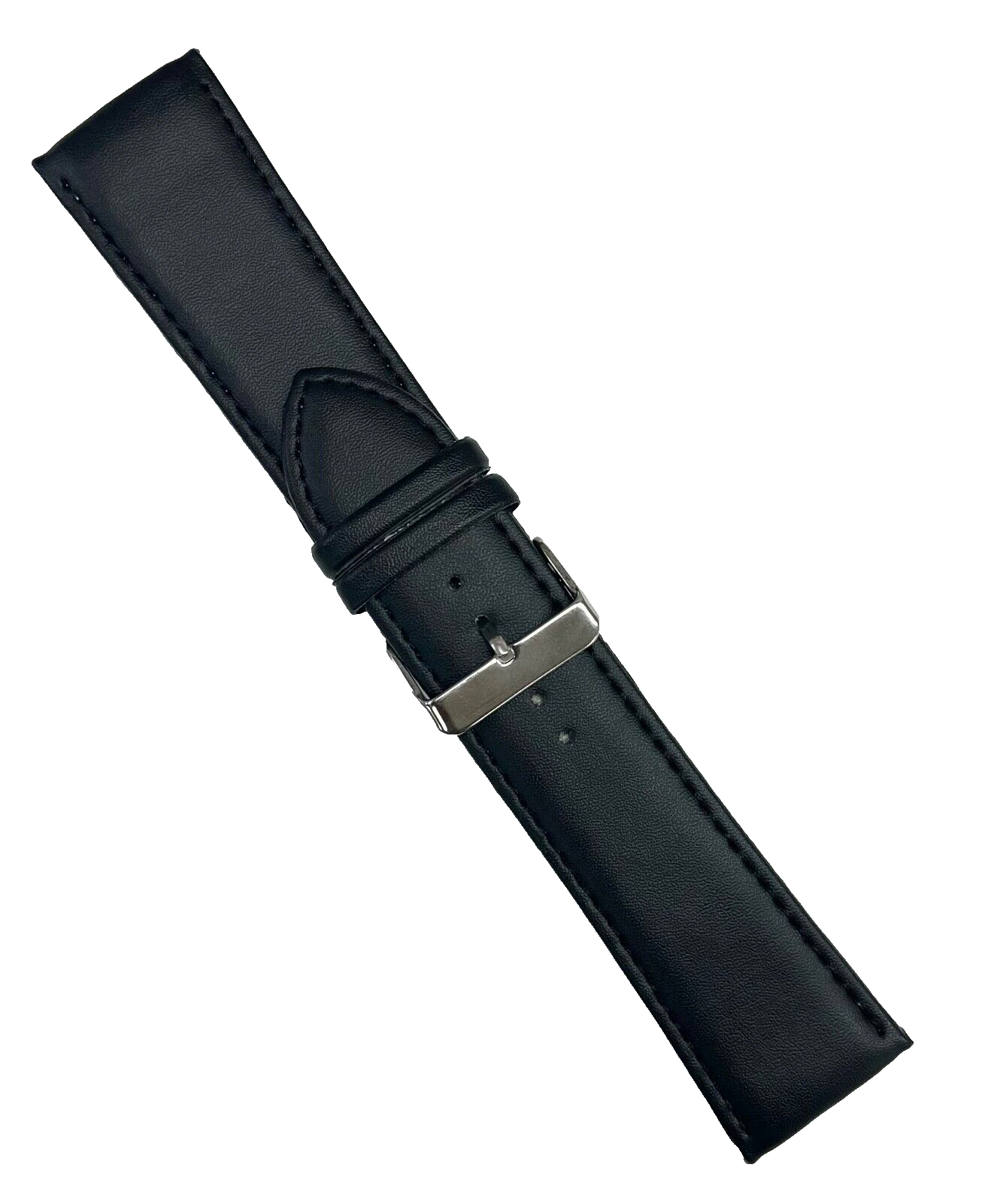 Watch Band Genuine Leather Black Grain 28mm Flat, Stitches (A1 Quality)