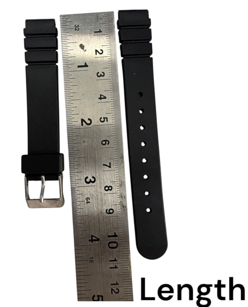 13MM RUBBER WATCH BAND BLACK COLOR DESIGN