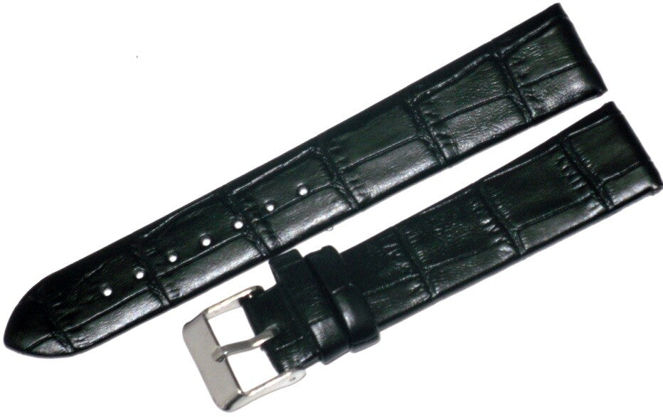 Lot of 6 Watch Band Genuine Leather Alligator Grain Black Flat 14mm  XL