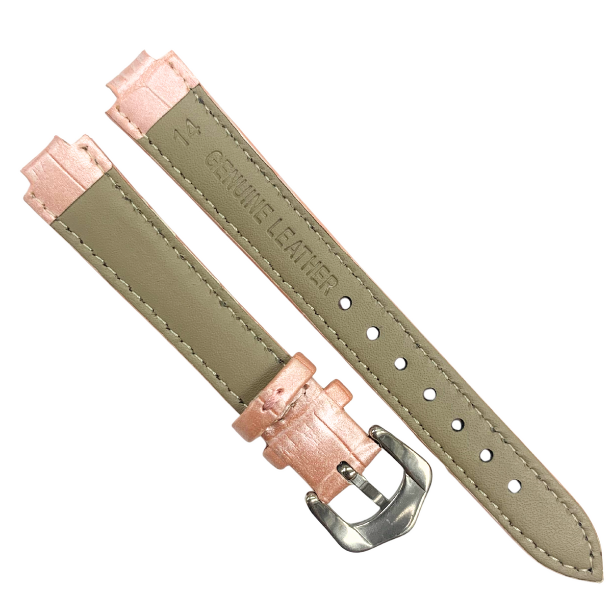 16mm Pink Genuine leather Band Strap Crocodile-Style w/ Buckle