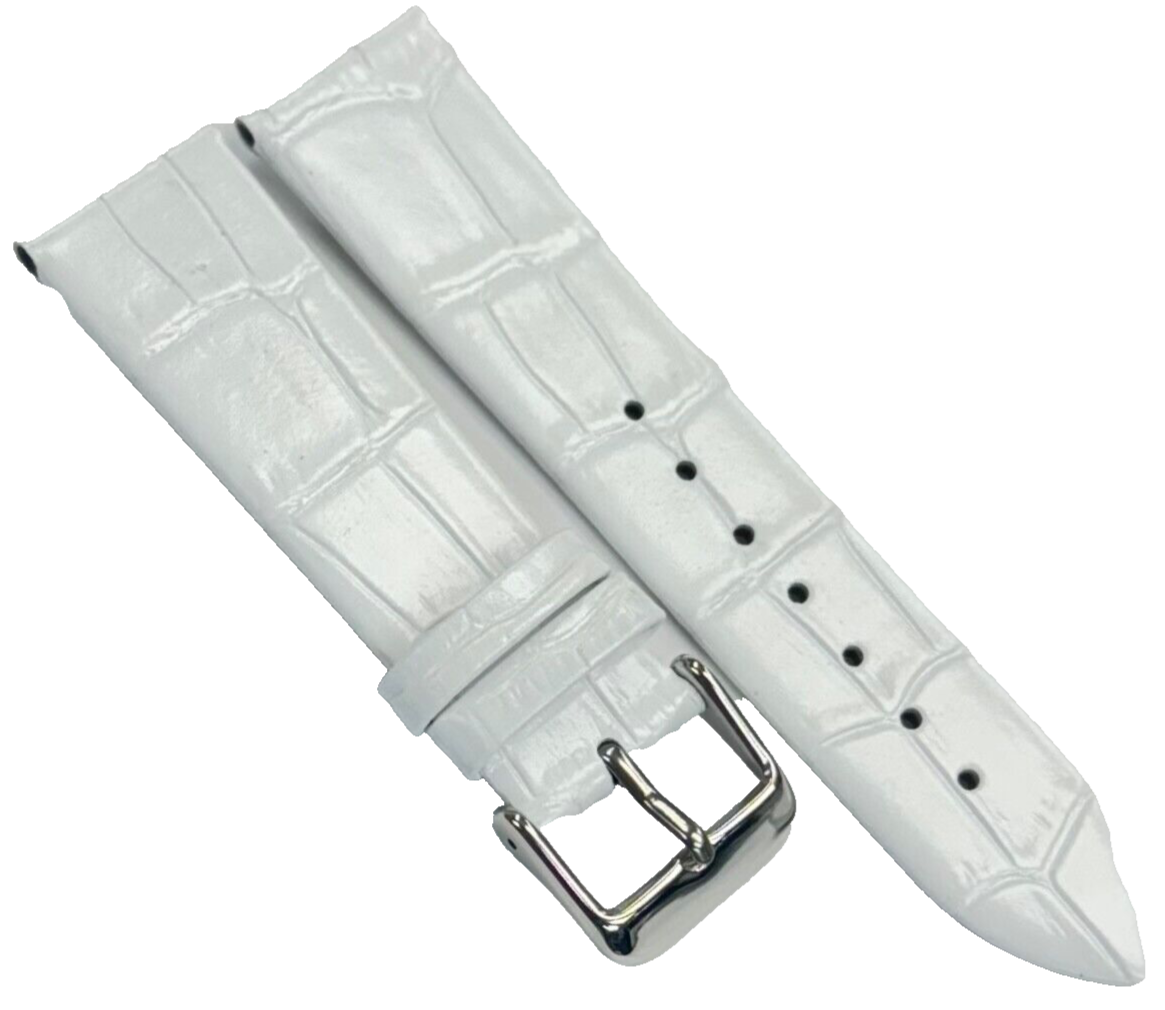 New Watch Band Short 20x16MM Genuine Leather White Alligator Grain Flat Slim