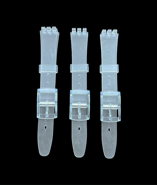 Swatch Replacement Plastic PVC Watch Band Flat Clear White without Pins 12mm