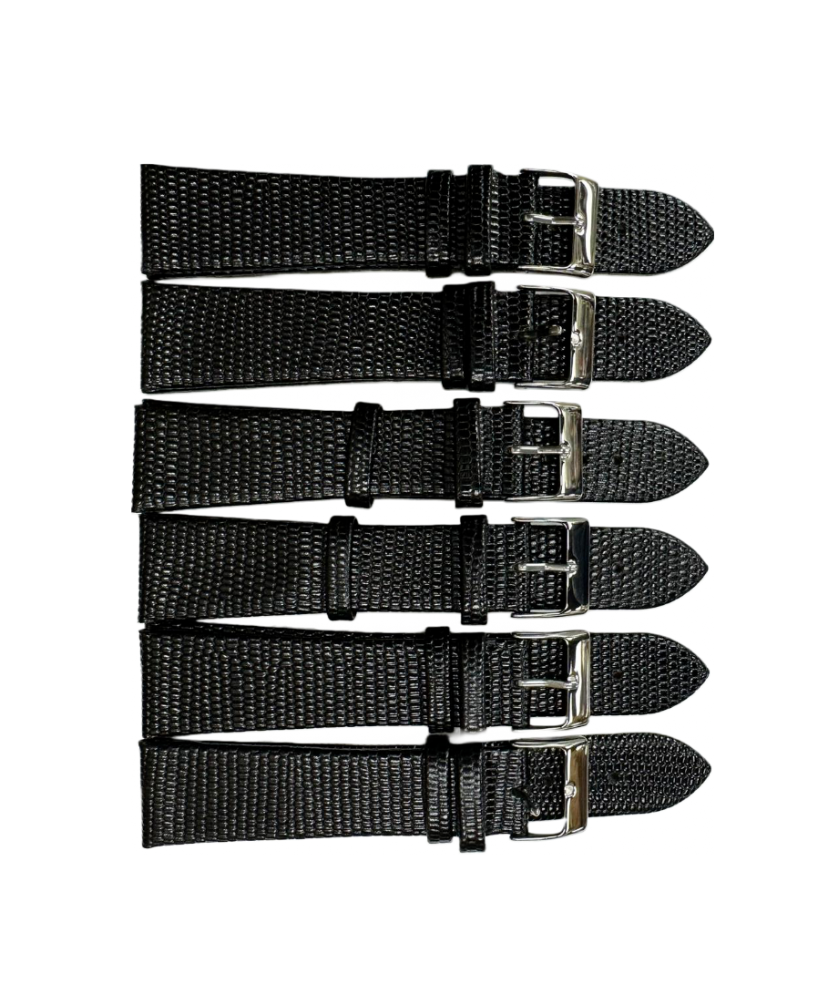 Lot of 6 Watch Bands 12- 22 mm Genuine Leather Lizard Grain Unstiched A1 Quality