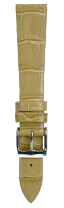 1PC Beige Leather Flat Unstitched Alligator Grain Watch Band 18MM