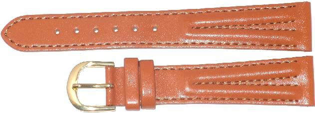 Watch Band Tan (L.Brown) Genuine Leather,Padded Stitched 16mm