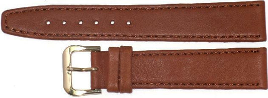 Watch Band Plain Tan (L.Brown) Genuine Leather  Flat Stitched 20mm (A1 Quality)