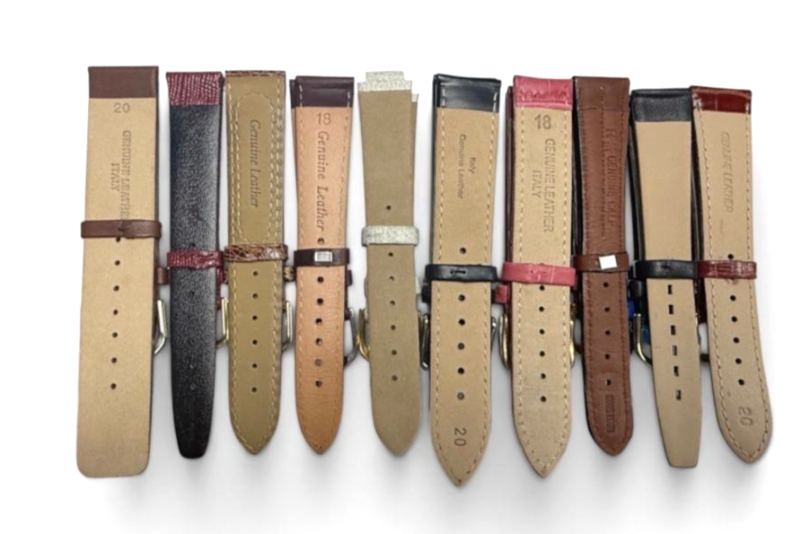 LIMITED LOT OF 10 WATCH LEATHER BANDS MIX SIZE STYLE AND COLORS 16-20mm