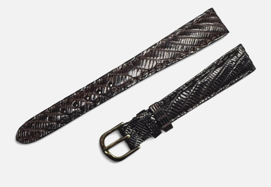 1`4mm Genuine Leather Padded Brown Lizard Grain Watch Band
