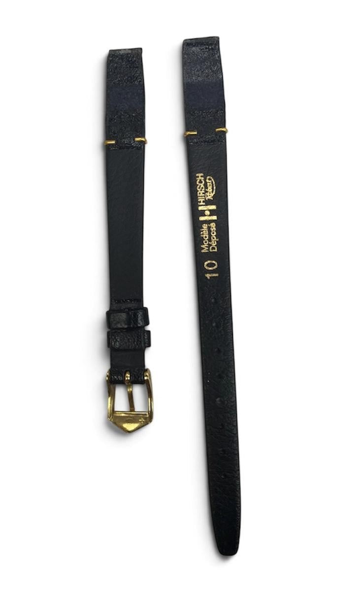 HIRSCH  Robert Genuine Leather 10mm Black  Watch Band Open End