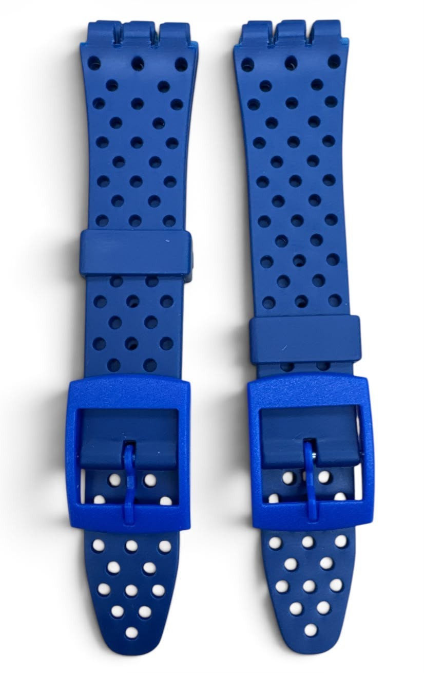 17MM Plastic PVC Watch Band Flat with Holes without Pins for SWATCH Blue
