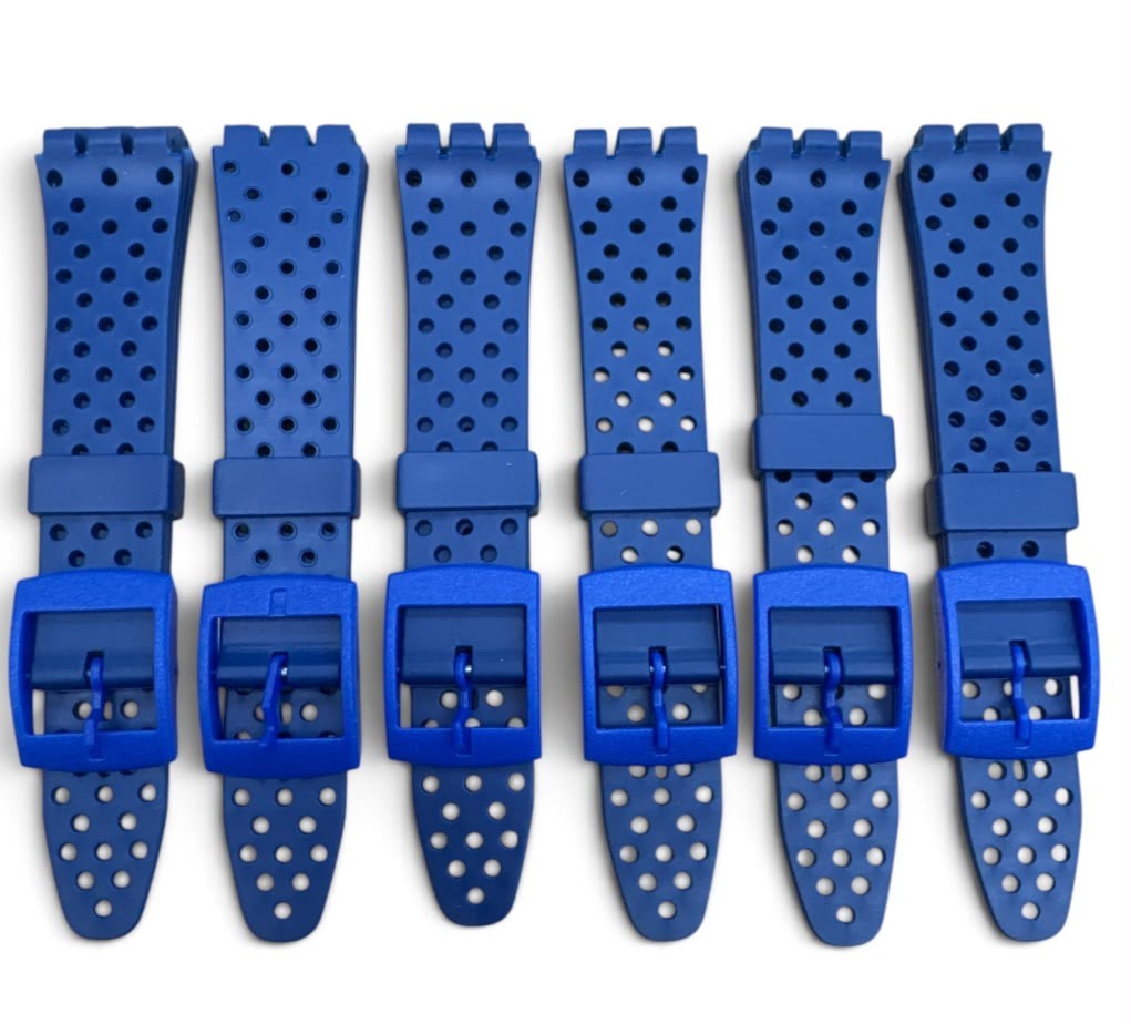 17MM Plastic PVC Watch Band Flat with Holes without Pins for SWATCH Blue