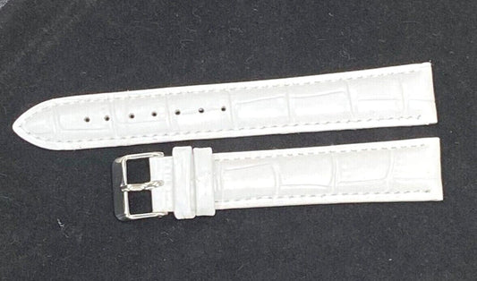 Lot of 6 Watch Band Genuine Leather Alligator White(PADDED) 16,18,20,22,24mm XXL