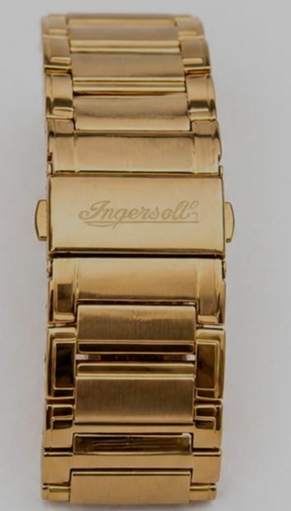 22MM INGERSOLL Textured Gold Tone Stainless Steel Band with fold over clasp