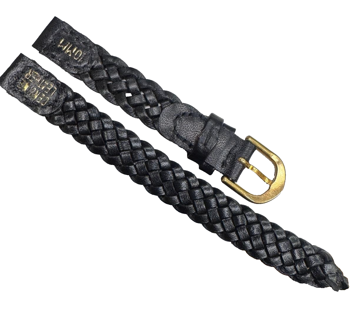 10MM, LOT OF 6 WATCH BANDS BRAIDED BLACK GENUINE LEATHER