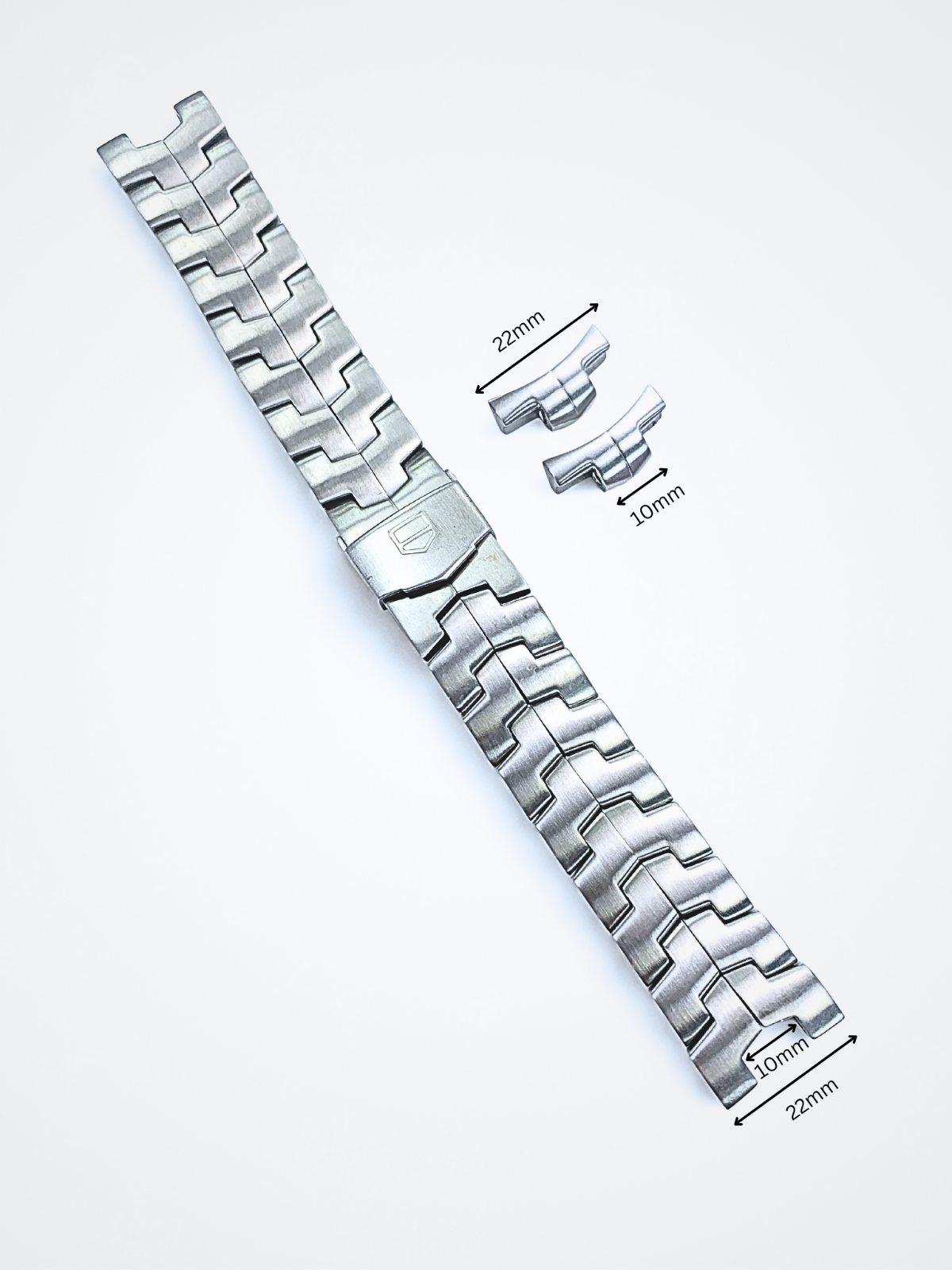 Metal Watch Band - 22mm Width Compatible with TAG - Polished High-Quality