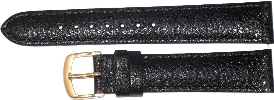 High Quality 16MM Genuine Leather Stitched Padded Black Watch Bands Lot of 6Pcs.