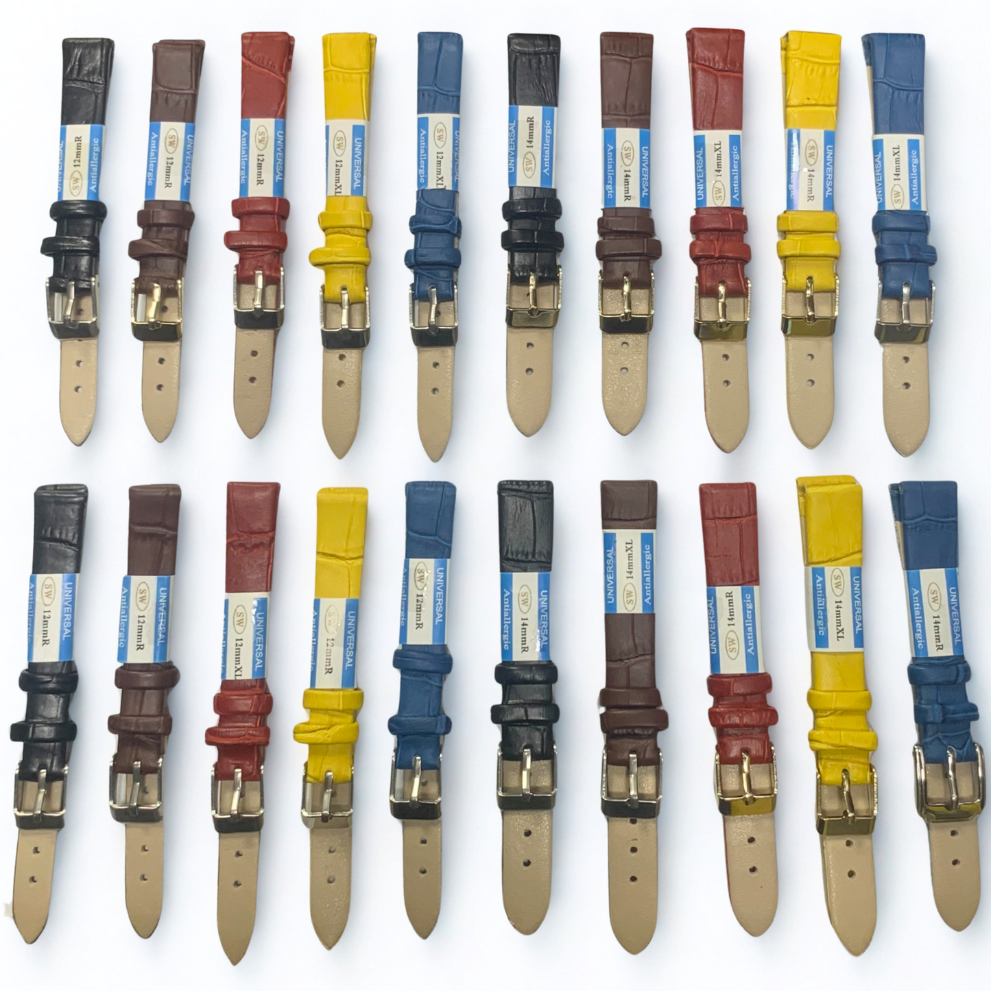 Lot of 20 Leather Watch Bands – High-Quality Bands | 12mm 14mm [ Not Old-Stock ]